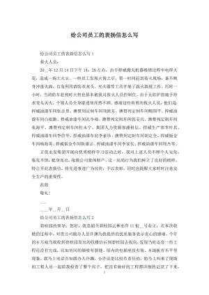 给公司员工的表扬信怎么写.docx