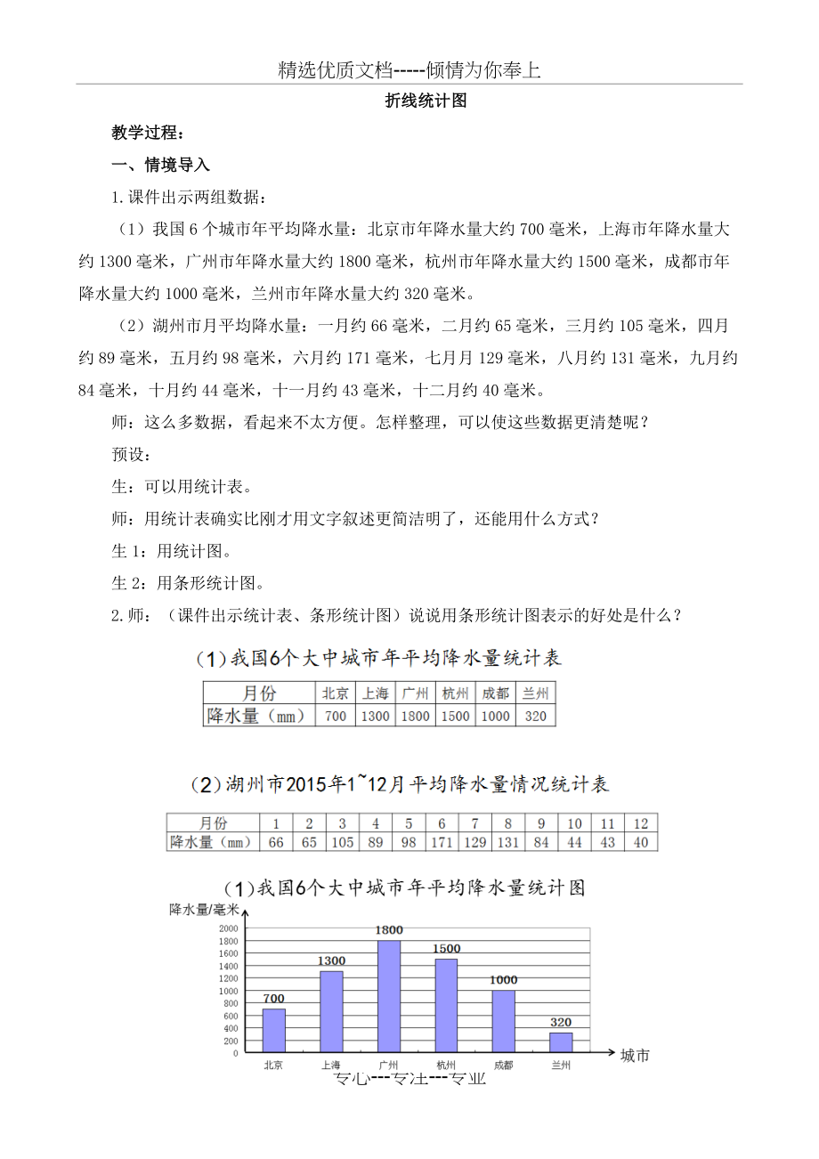 小学数学五年级《折线统计图》教学设计(共6页).docx_第1页