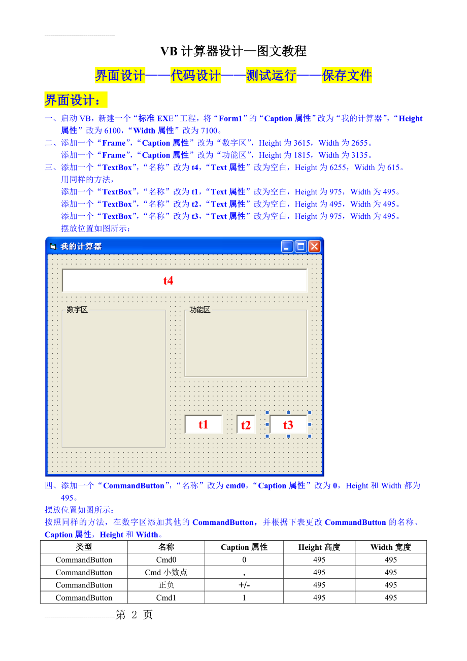 程序设计基础—VB6.0下的计算器设计(5页).doc_第2页