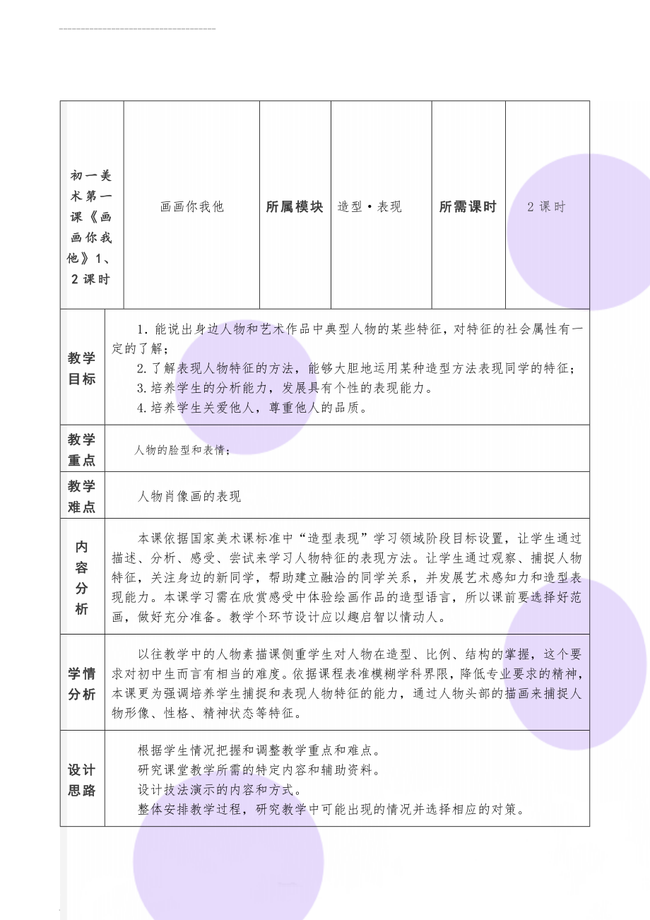 初一美术第一课《画画你我他》1、2课时(7页).doc_第1页