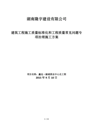 建筑工程施工质量标准化和工程质量常见问题专项治理.doc