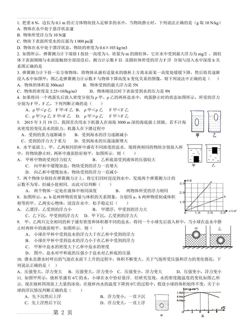 浮力专题训练(5页).doc_第2页