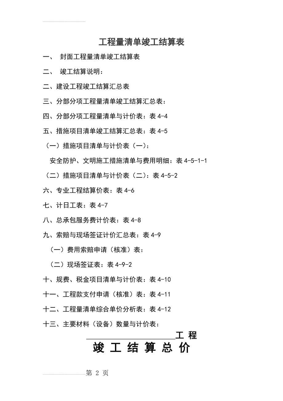 工程清单竣工结算表(22页).doc_第2页