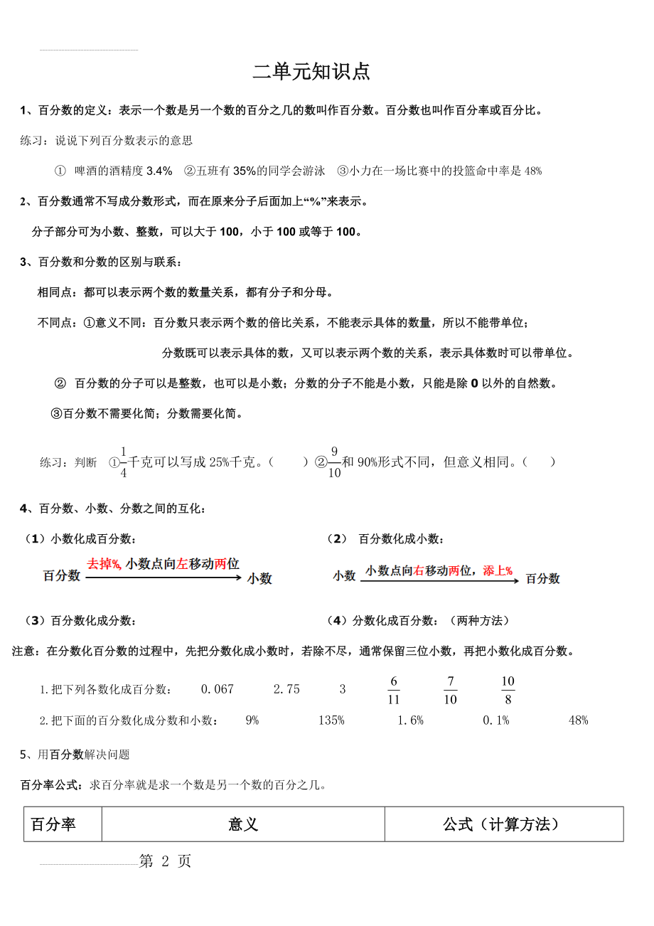 百分数(一)知识点总结(4页).doc_第2页