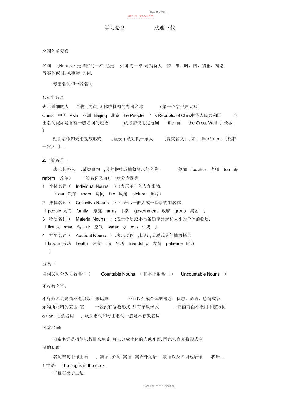 2022年名词单复数变化及练习题.docx_第1页