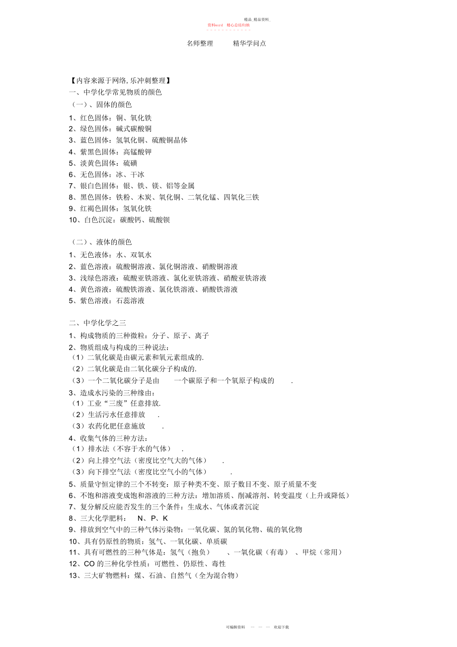 2022年中考化学必考知识点汇总 .docx_第1页