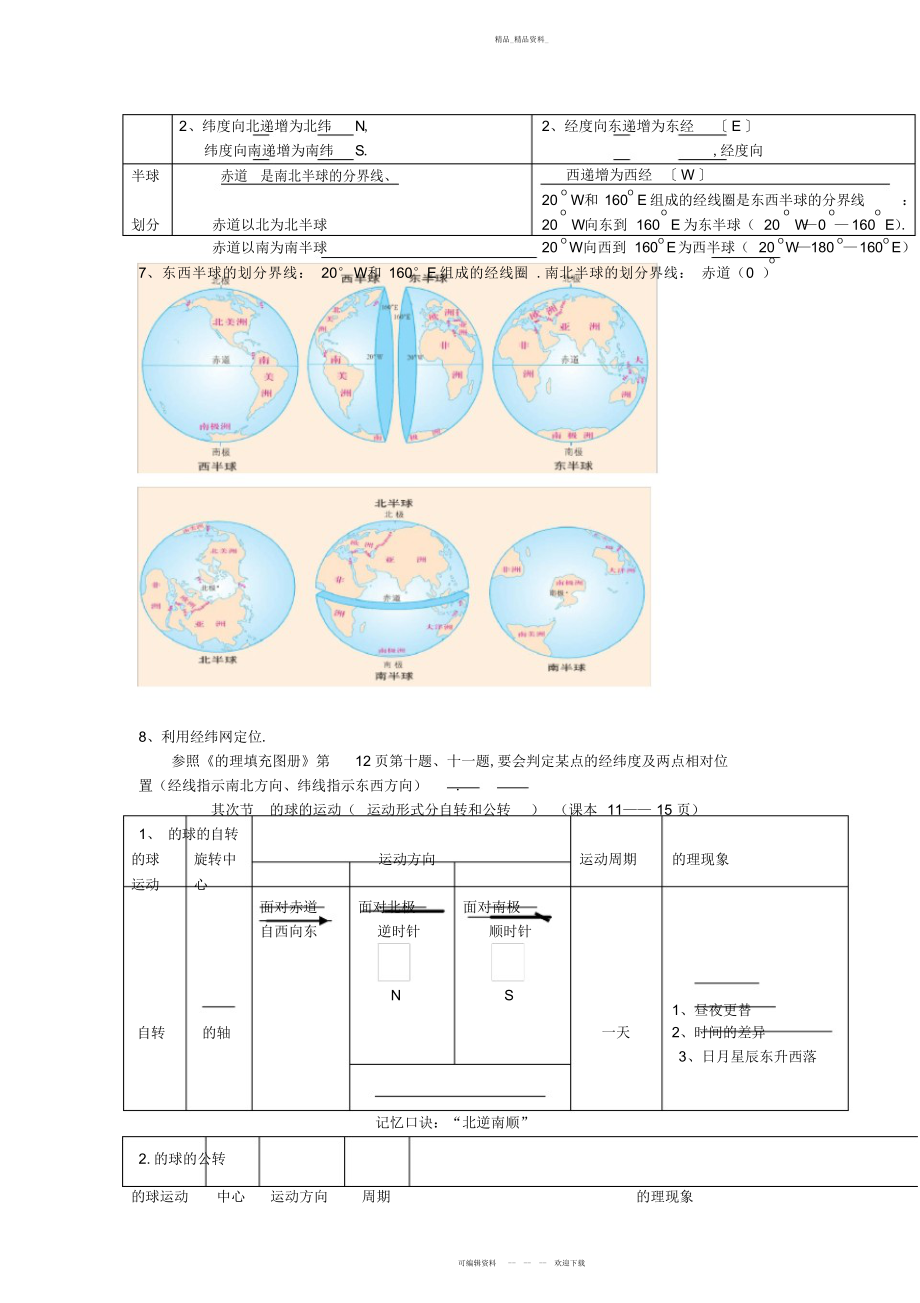 2022年人教版初中七级地理上册复习提纲知识点总结笔记 .docx_第2页