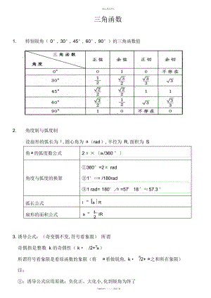 2022年三角函数和反三角函数图像性质知识点总结 .docx