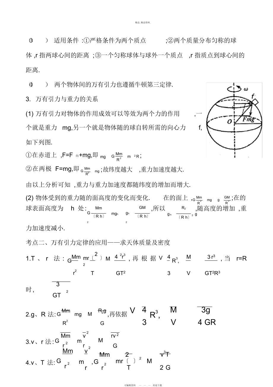 2022年万有引力与航天重点知识归纳及经典例题练习 .docx_第2页