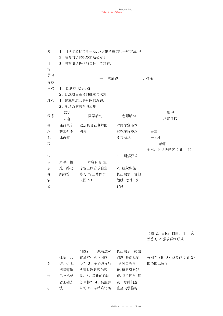 2022年县凤凰岭中学学体育弯道跑教案.docx_第1页