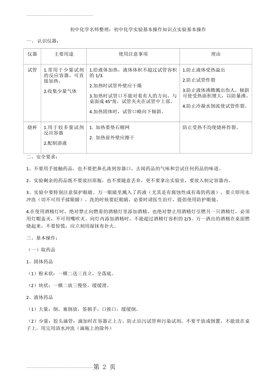 初中化学实验基本操作知识点(2页).doc_第2页