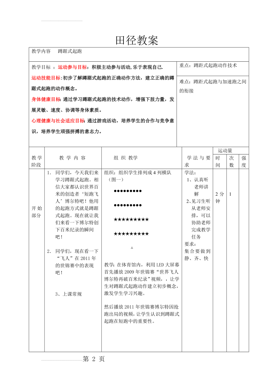 小学体育《蹲踞式起跑》教学设计(7页).doc_第2页