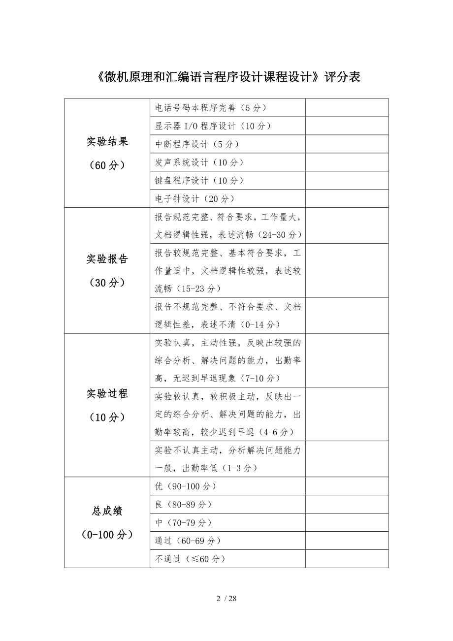 微机原理与汇编语言程序设计课程设计报告.doc_第2页