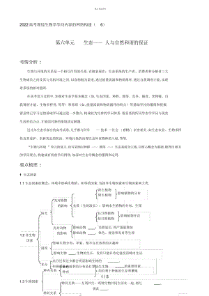 2022年《高考理综生物知识要点的简要熟悉第六单元生态人与自然和谐的保证》 .docx