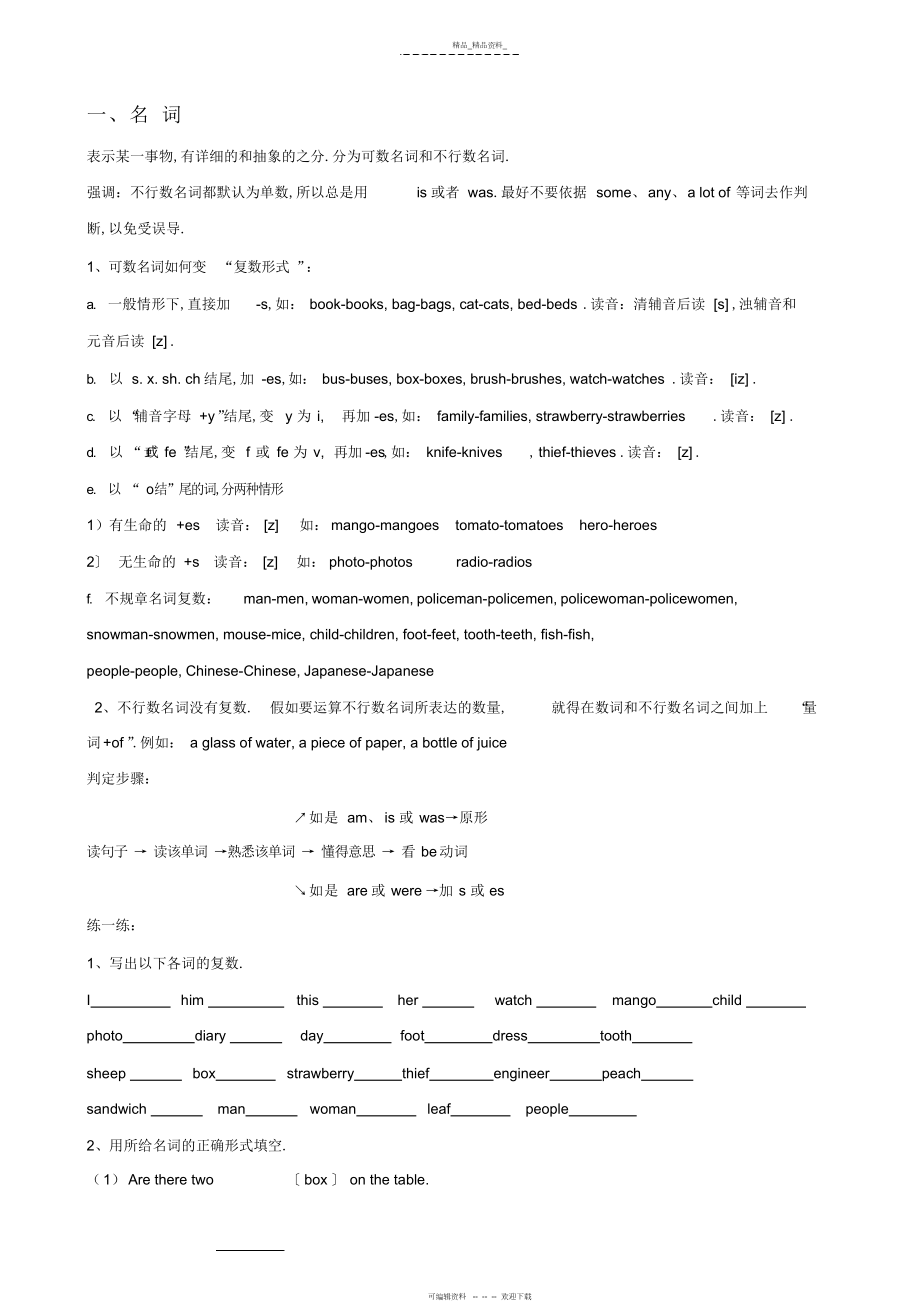 2022年小学英语语法重点归纳总结.docx_第1页