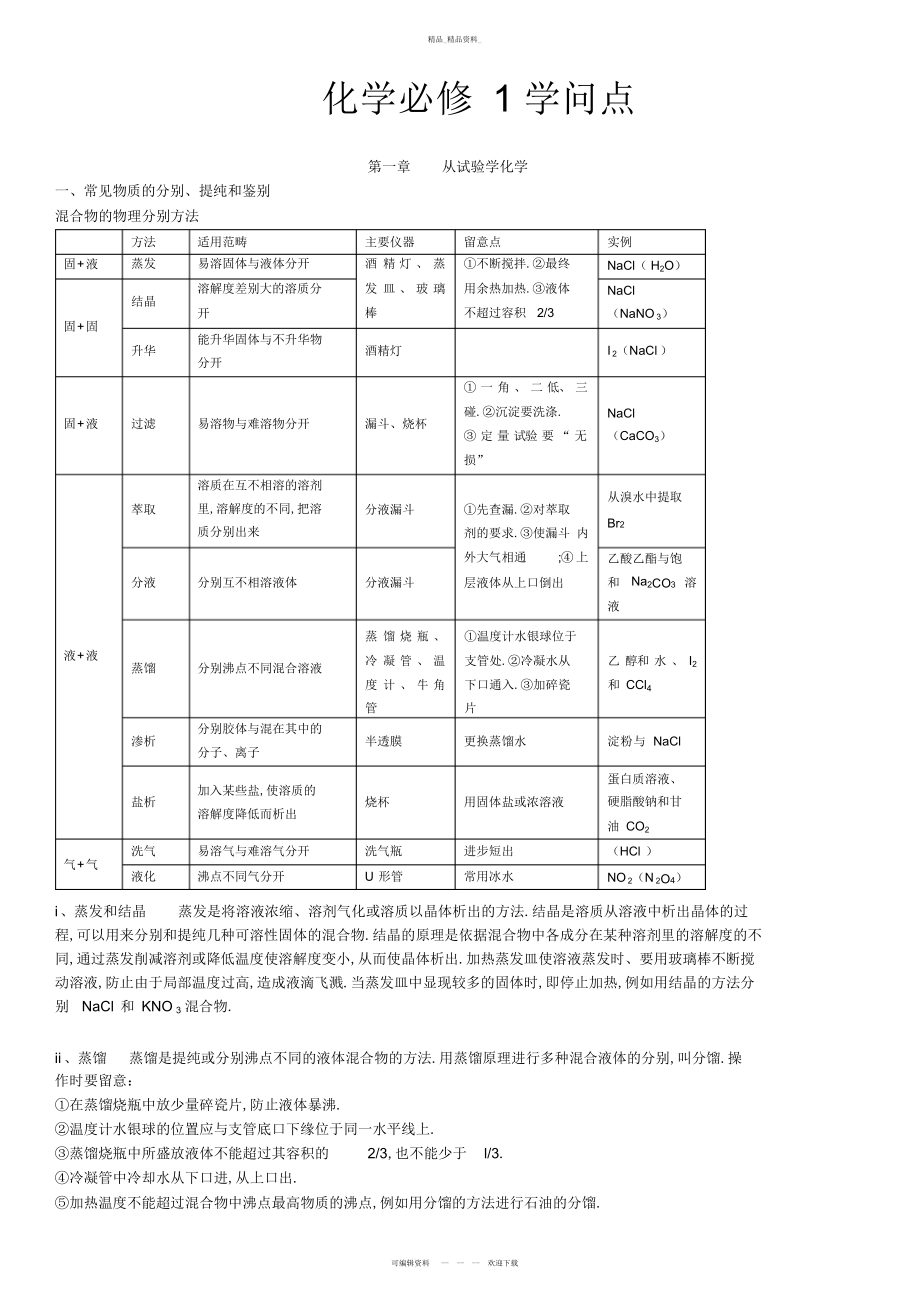 2022年人教版高一化学必修一知识点总结.docx_第1页