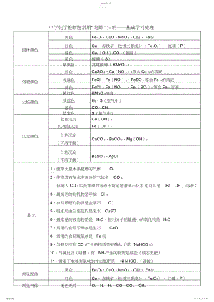 2022年初中化学推断题常用“题眼”归纳——基础知识梳理.docx