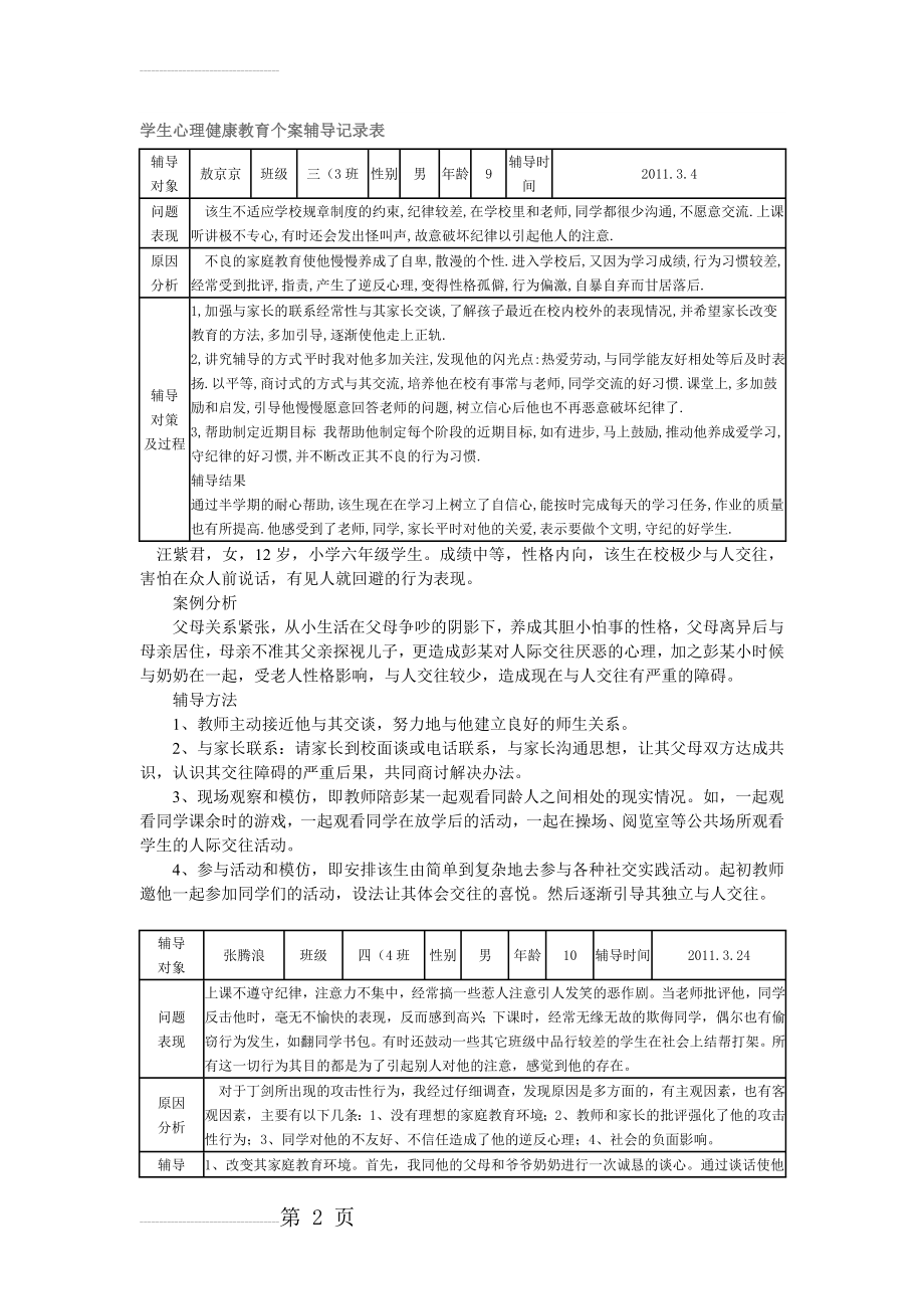 学生心理健康教育个案辅导记录表(9页).doc_第2页