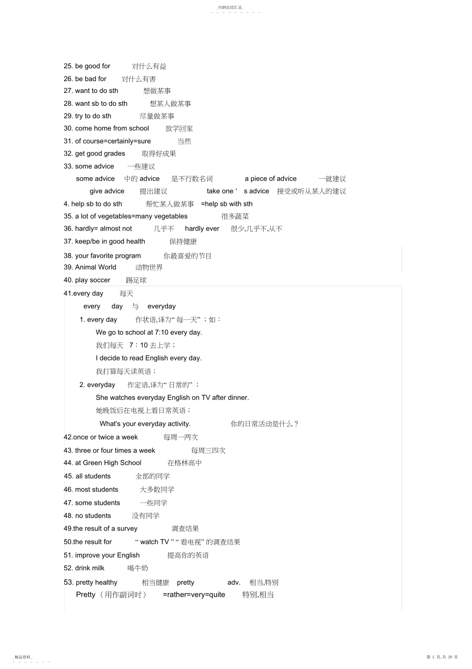 2022年人教版新目标八年级英语上册-单元知识点总结.docx_第2页