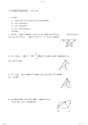 2022年八年级数学比赛讲座全等三角形.docx