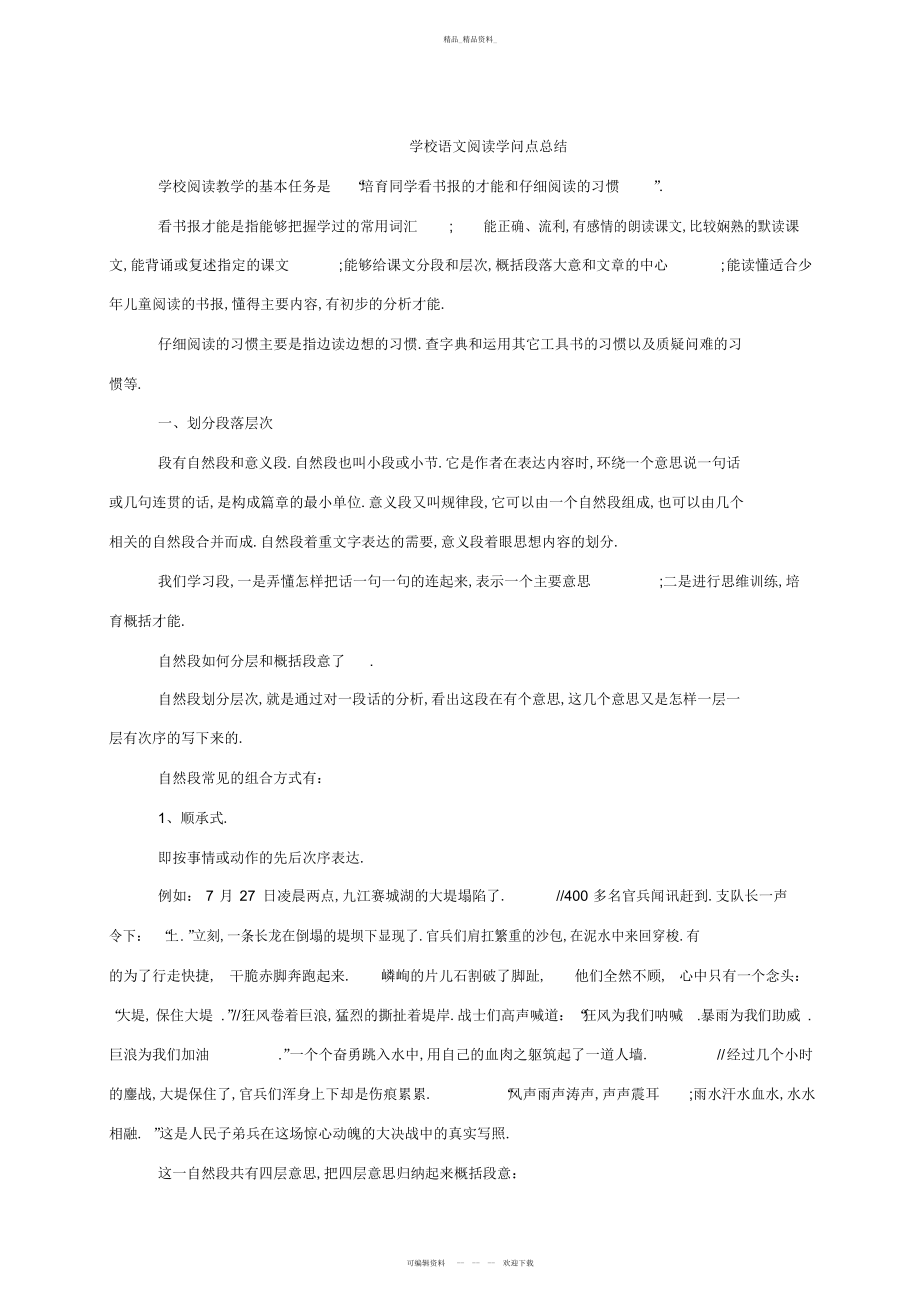 2022年小学语文阅读知识点总结.docx_第1页