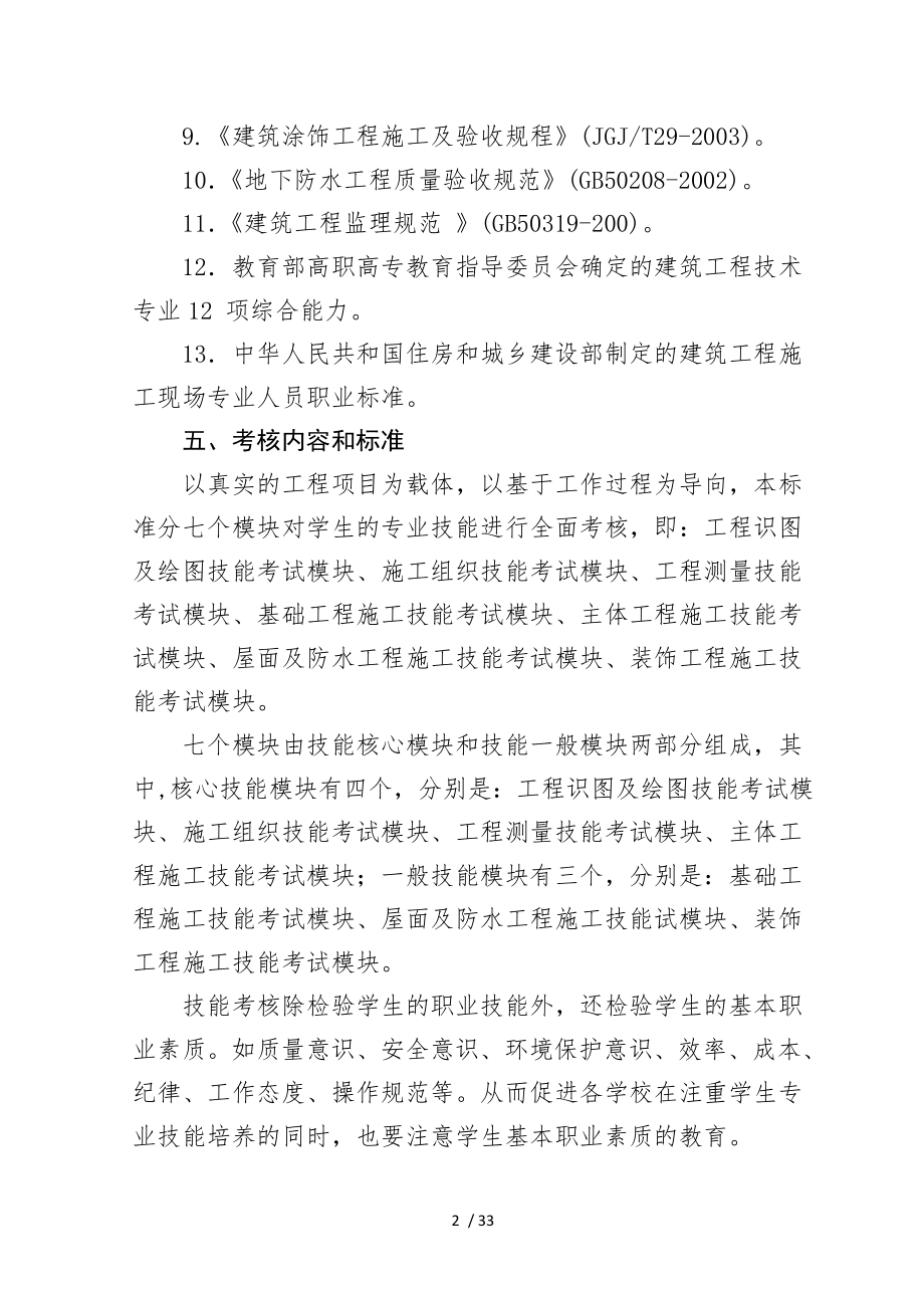 建筑工程技术专业技能考核标准与考核方案.doc_第2页