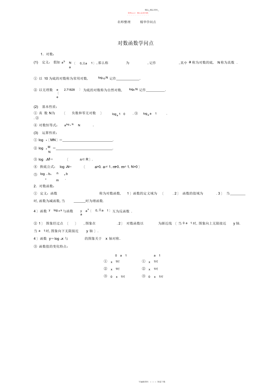 2022年对数函数知识点及典型例题讲解.docx_第1页