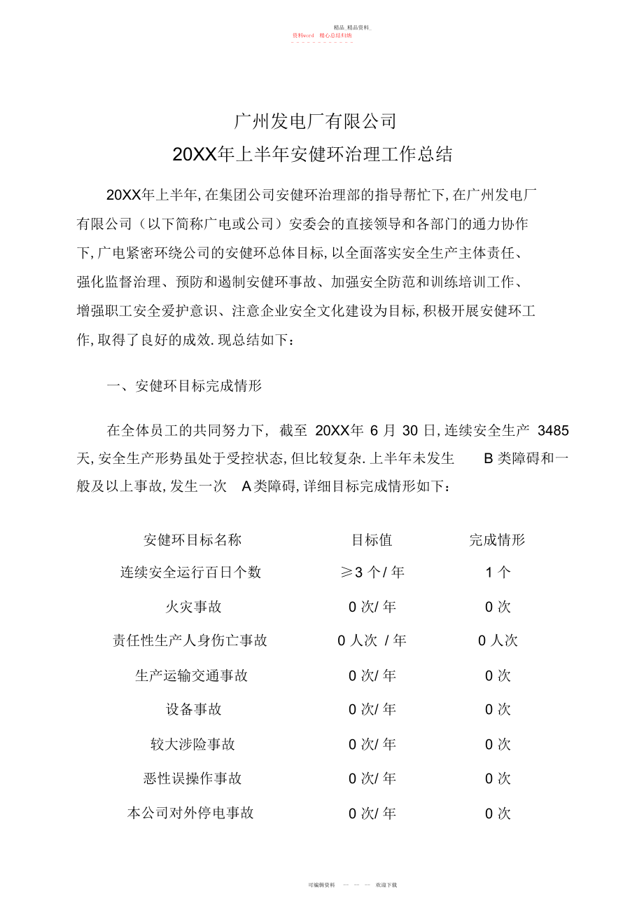 2022年安健环上半工作总结.docx_第1页