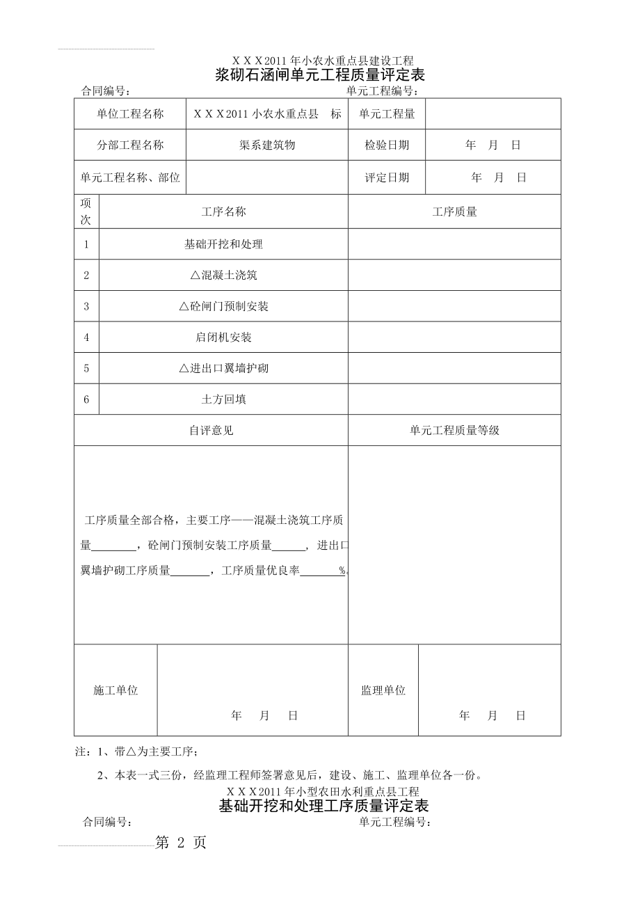 小型农田水利建设单元工程质量评定表(52页).doc_第2页