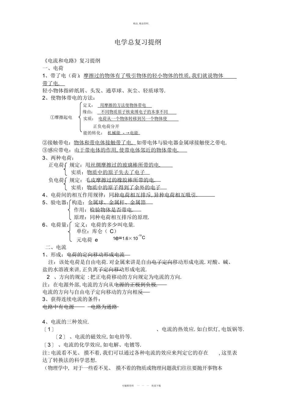 2022年初中电学全部知识点总结.docx_第1页