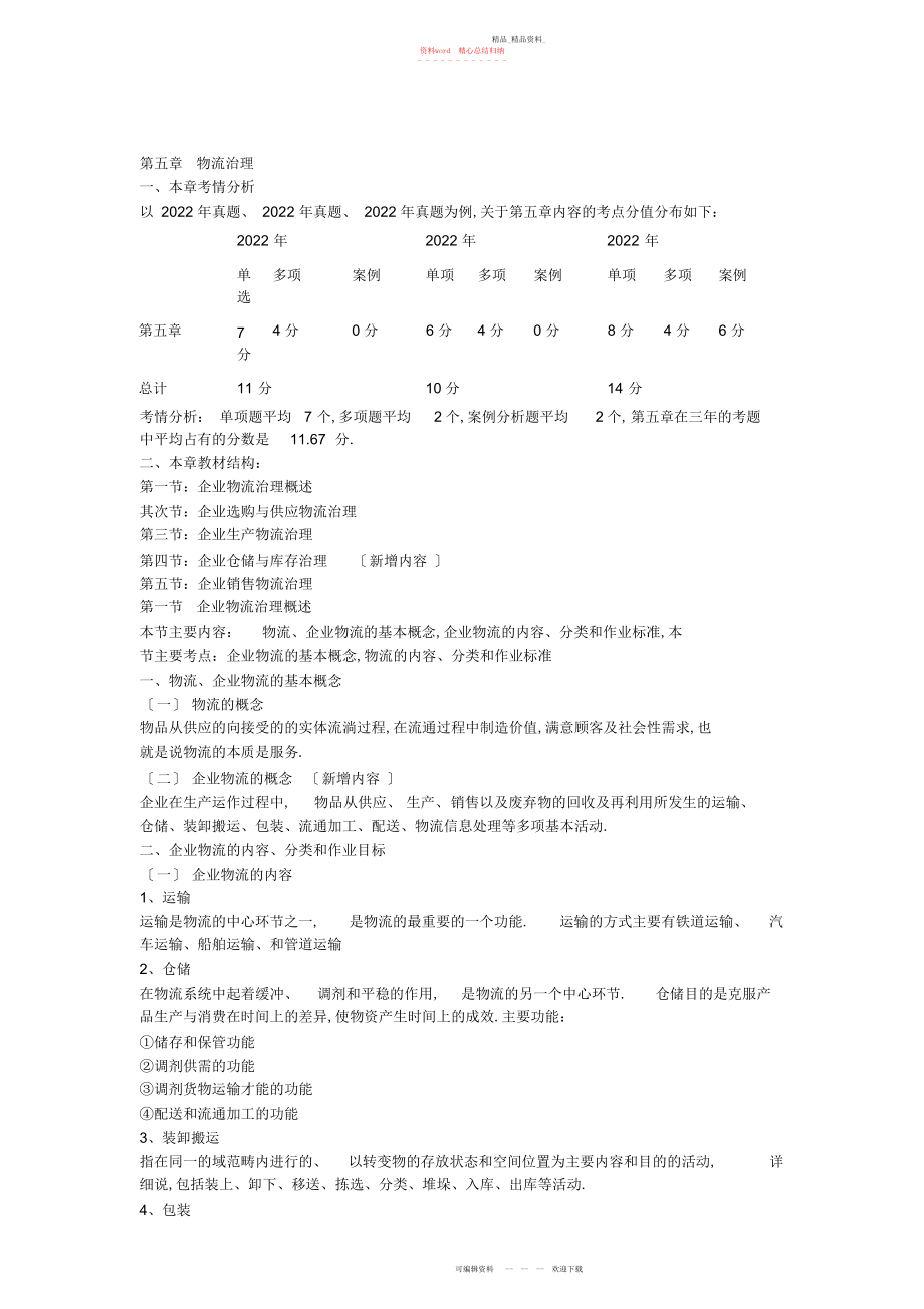 2022年中级经济师工商管理学习笔记第五章 .docx_第1页