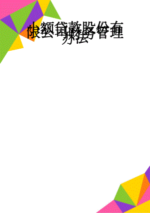 小额贷款股份有限公司财务管理办法(11页).doc