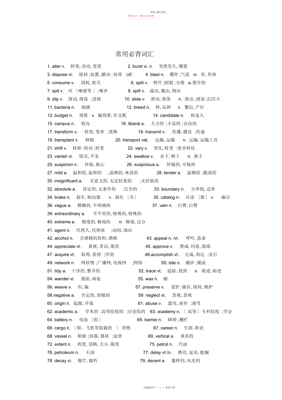 2022年初中英语常用必背词汇.docx_第1页