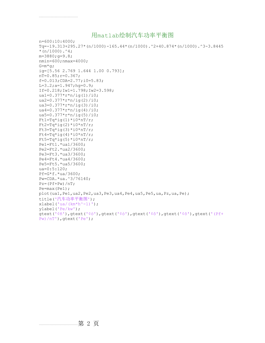 用matlab绘制汽车功率平衡图(2页).doc_第2页