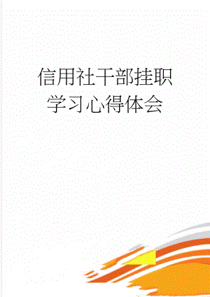 信用社干部挂职学习心得体会(3页).doc