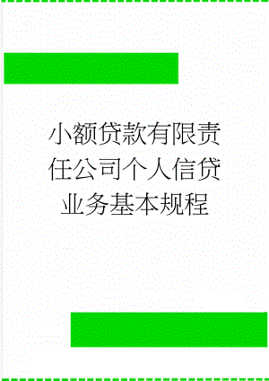 小额贷款有限责任公司个人信贷业务基本规程(21页).doc