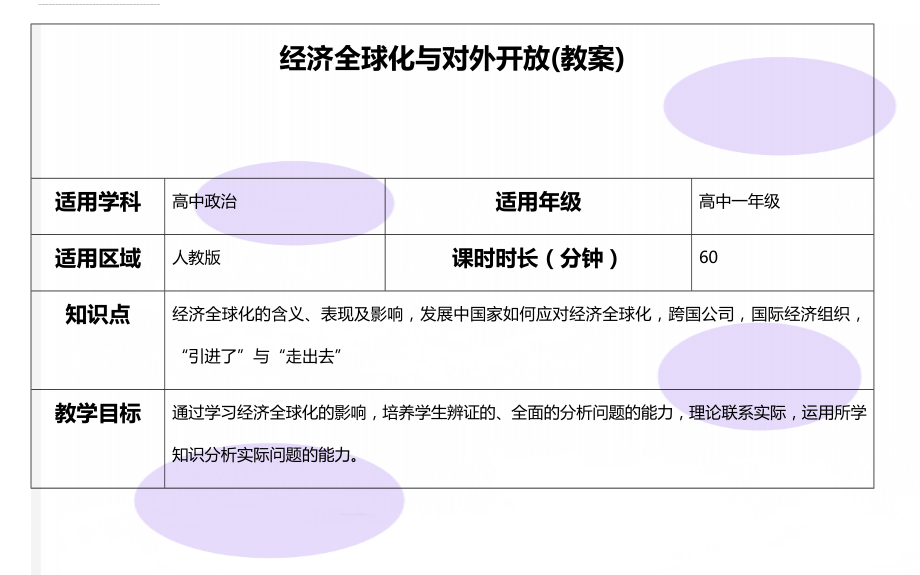 经济全球化与对外开放(教案)(20页).doc_第1页