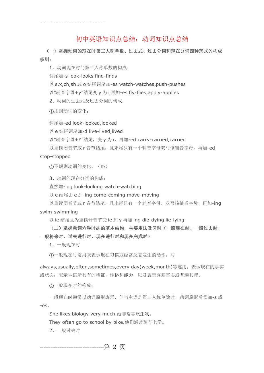 初中英语知识点总结：动词知识点总结(9页).doc_第2页