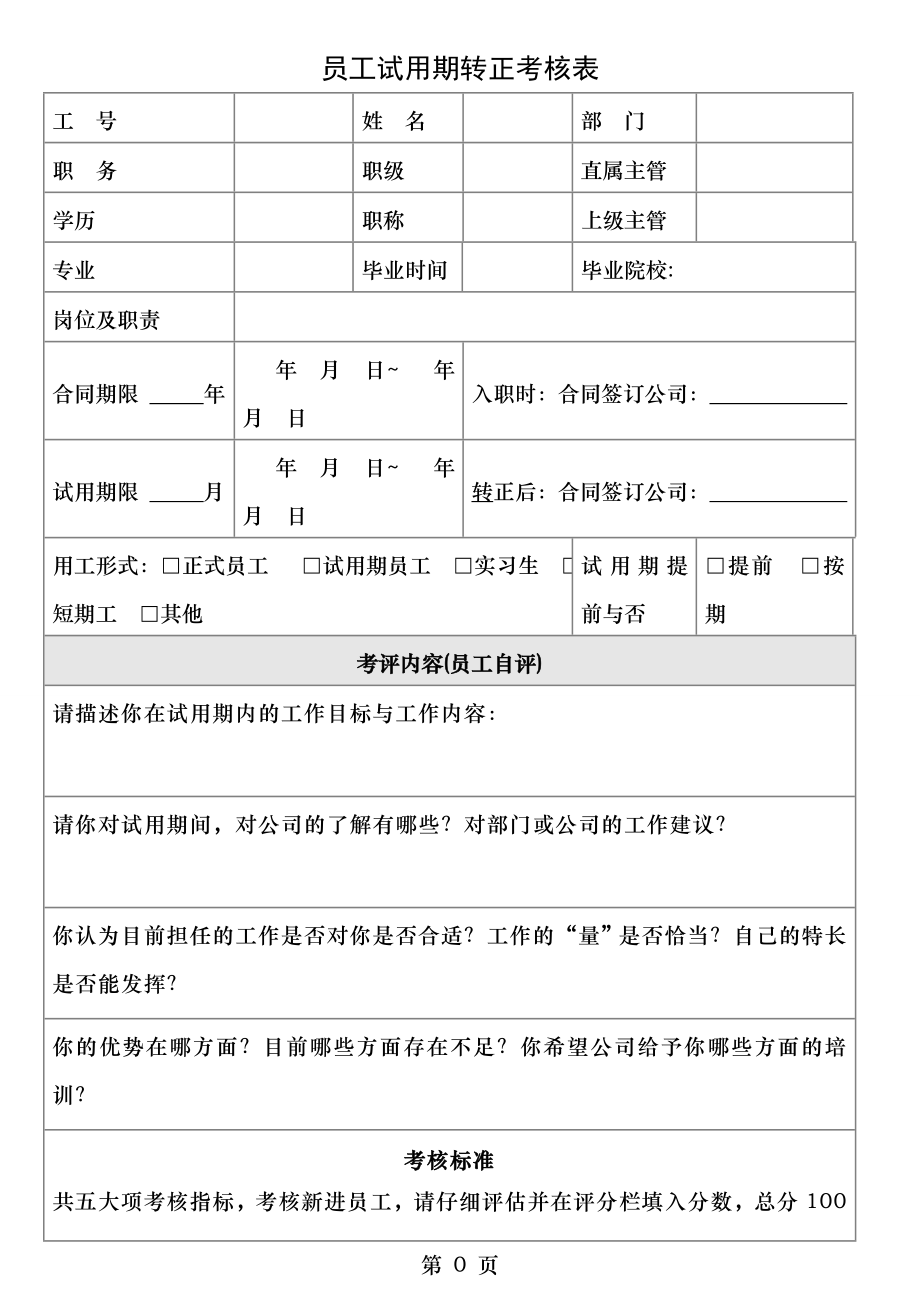 试用期员工转正考核表模板.doc_第1页