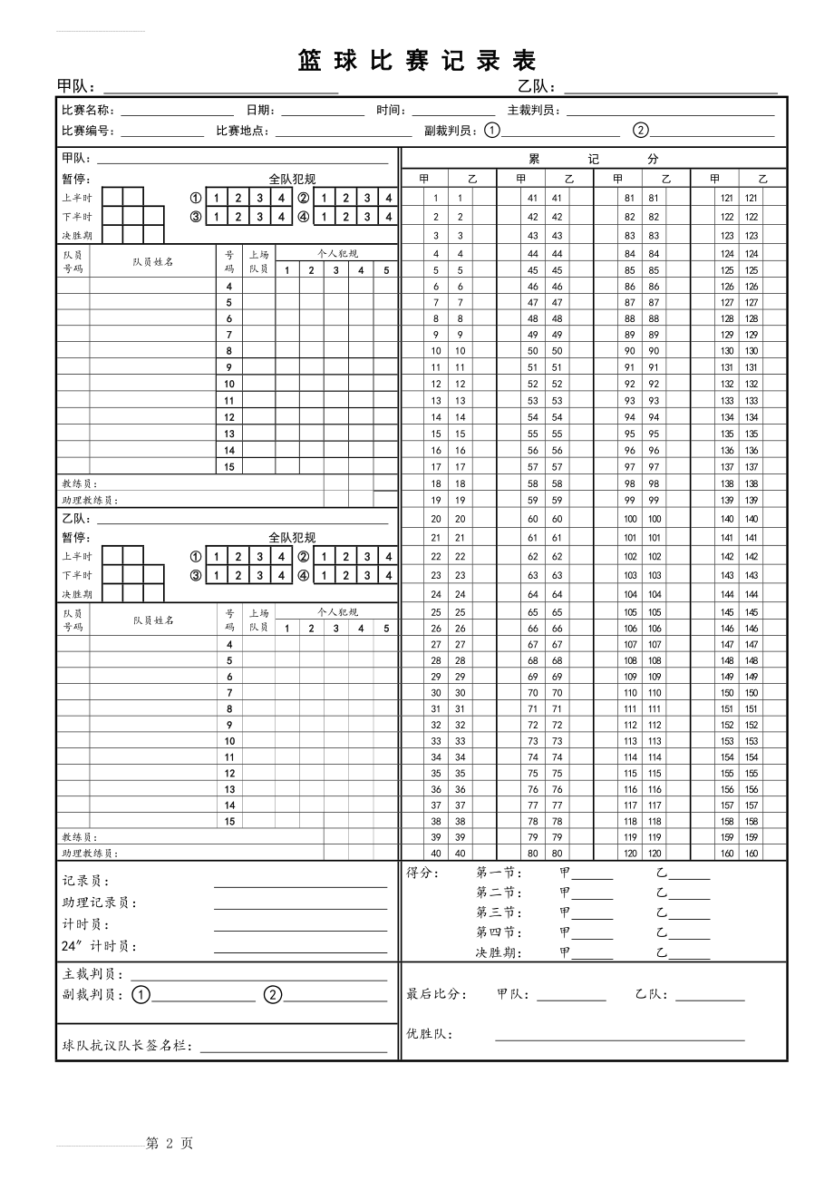 篮球比赛记录表模板(2页).doc_第2页