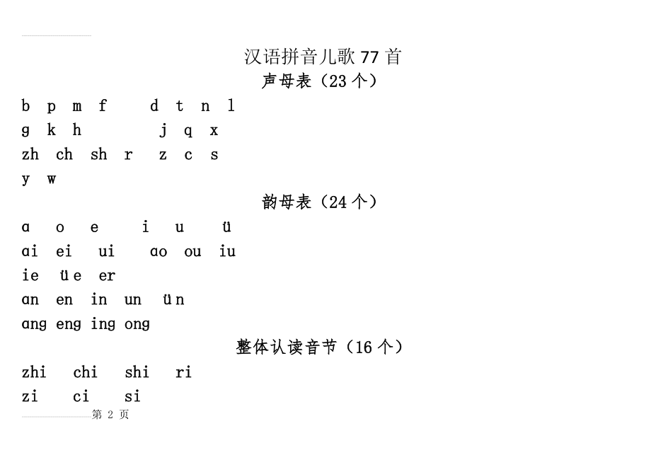 汉语拼音儿歌77首(声母打印版)A4(12页).doc_第2页