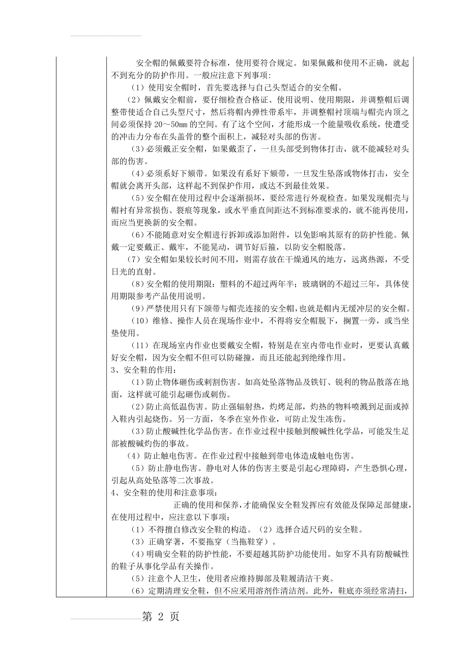 安全教育培训记录表之劳保用品使用安全教育(25页).doc_第2页