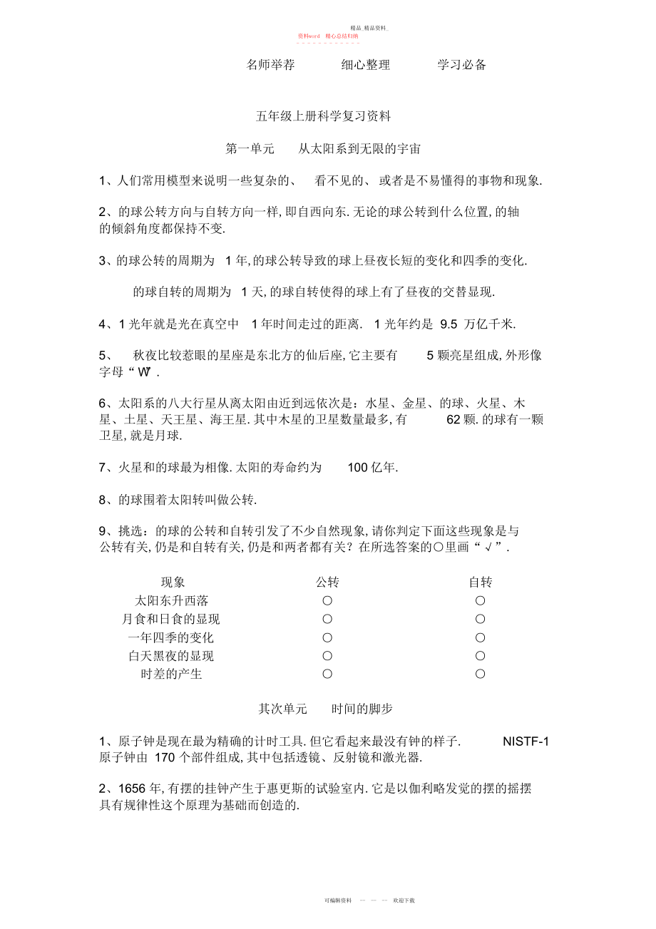 2022年大象版科学级上册知识点归纳.docx_第1页