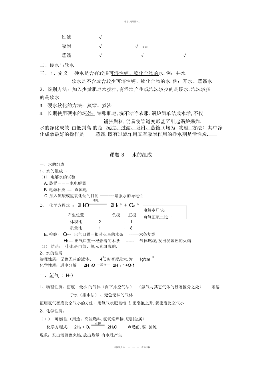 2022年人教版初三化学第四章自然界的水知识点总结培训资料 .docx_第2页