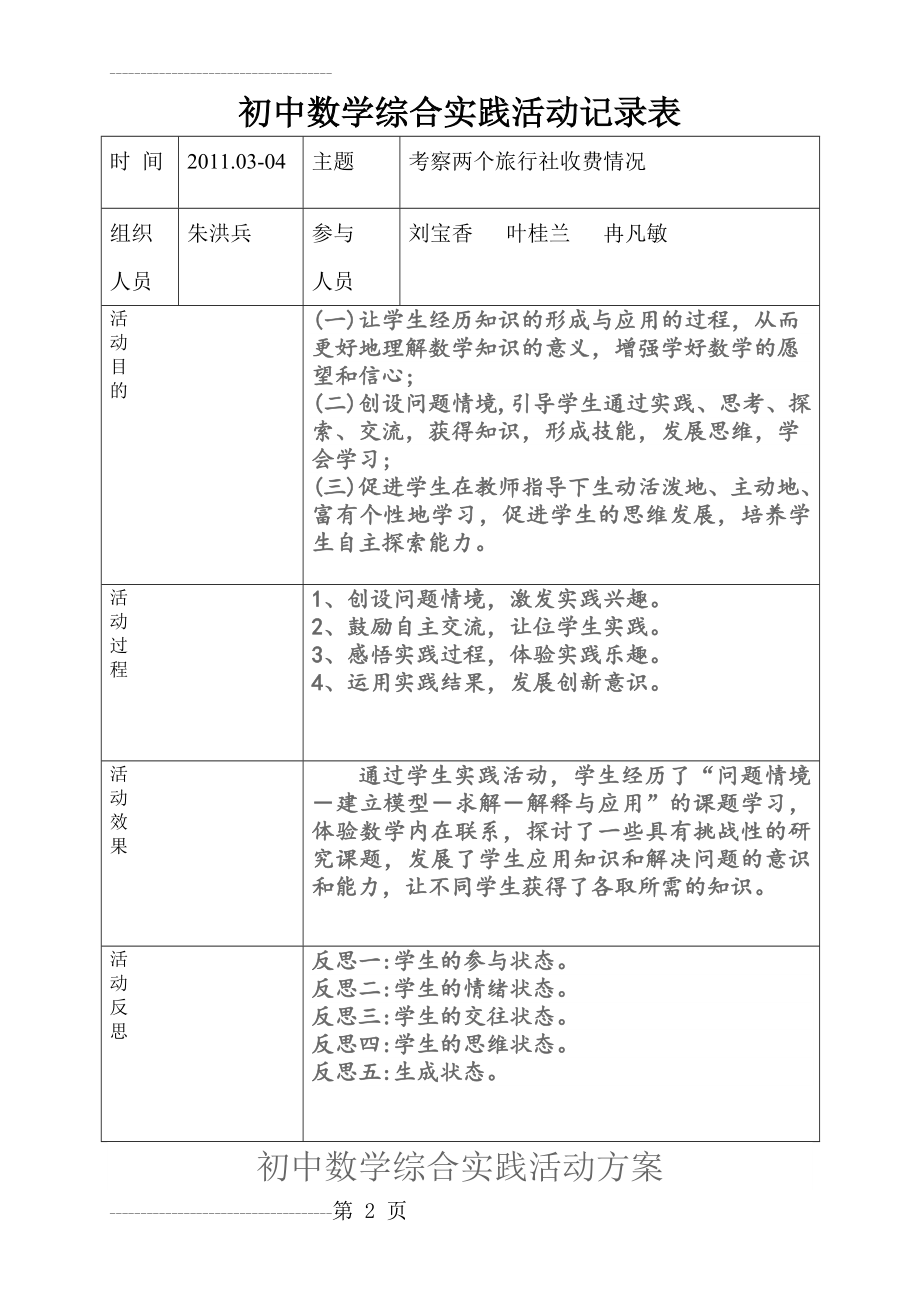 初中数学综合实践活动记录表(6页).doc_第2页