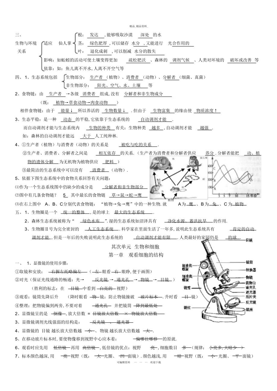 2022年人教版七级上册生物知识点归纳 .docx_第2页