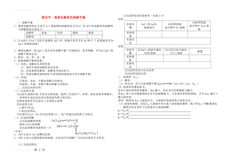 第四节难溶电解质的溶解平衡知识点(2页).doc_第2页