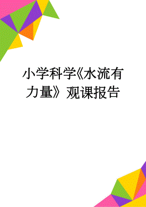 小学科学《水流有力量》观课报告(5页).doc