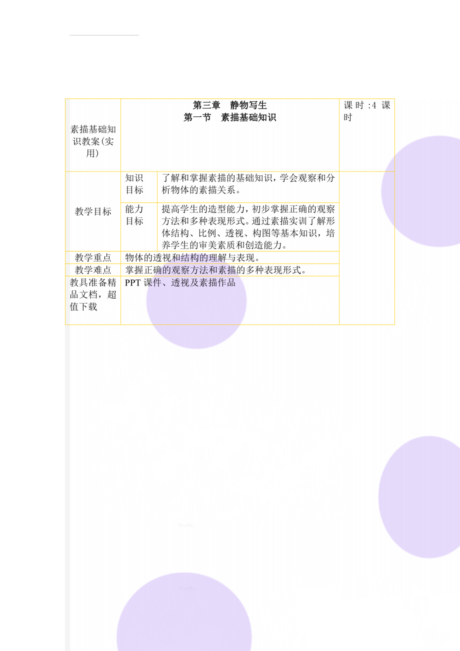 素描基础知识教案(实用)(10页).doc_第1页