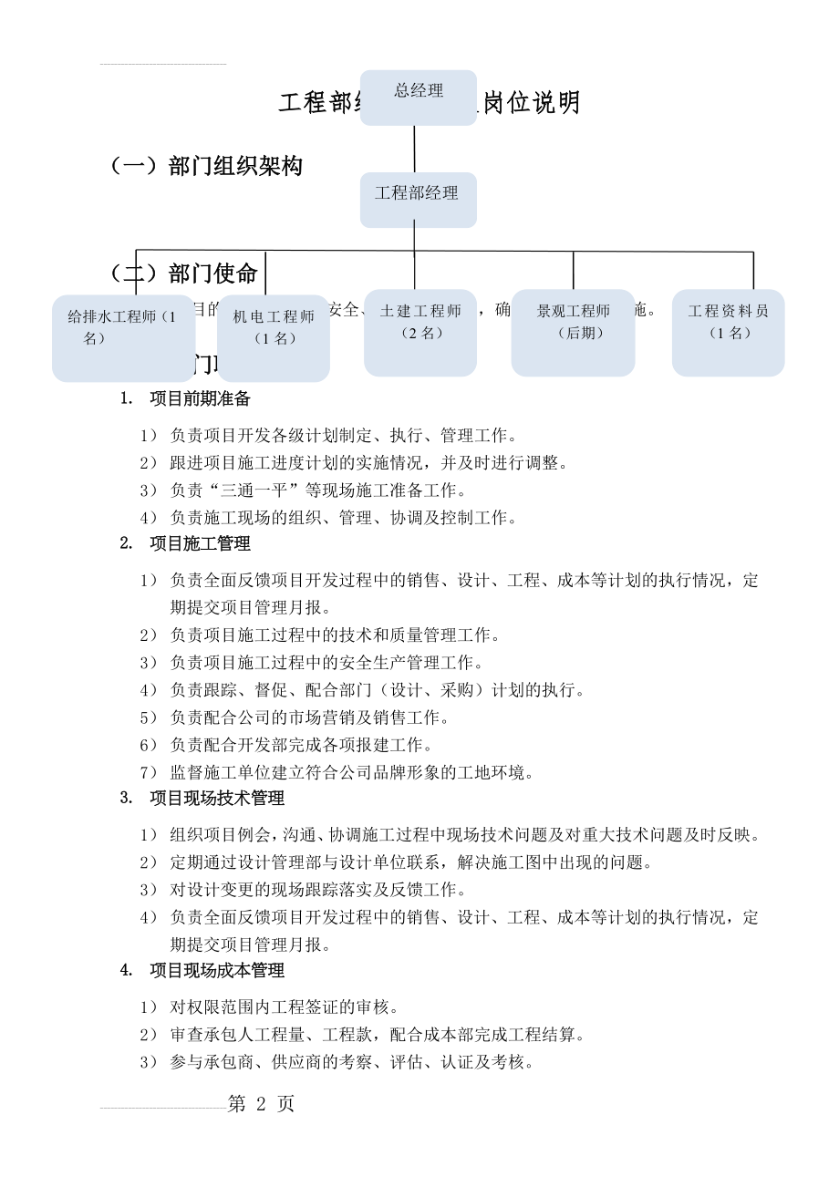 工程部组织架构及岗位说明(9页).doc_第2页